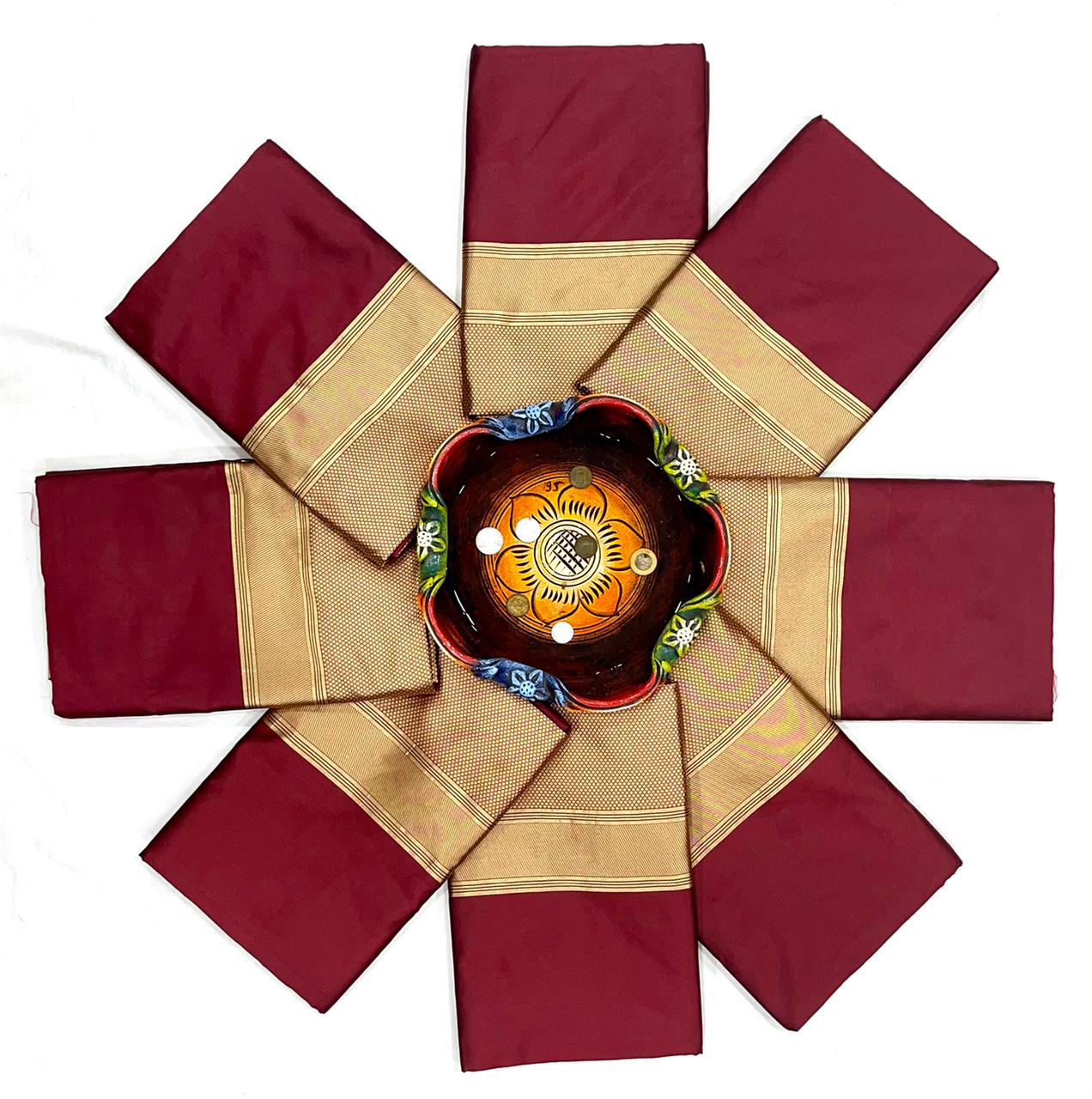Elegant Maroon and Gold Silk Saree for Women | Traditional Indian Sari for Festive & Wedding Occasions | Includes Matching Blouse Piece
