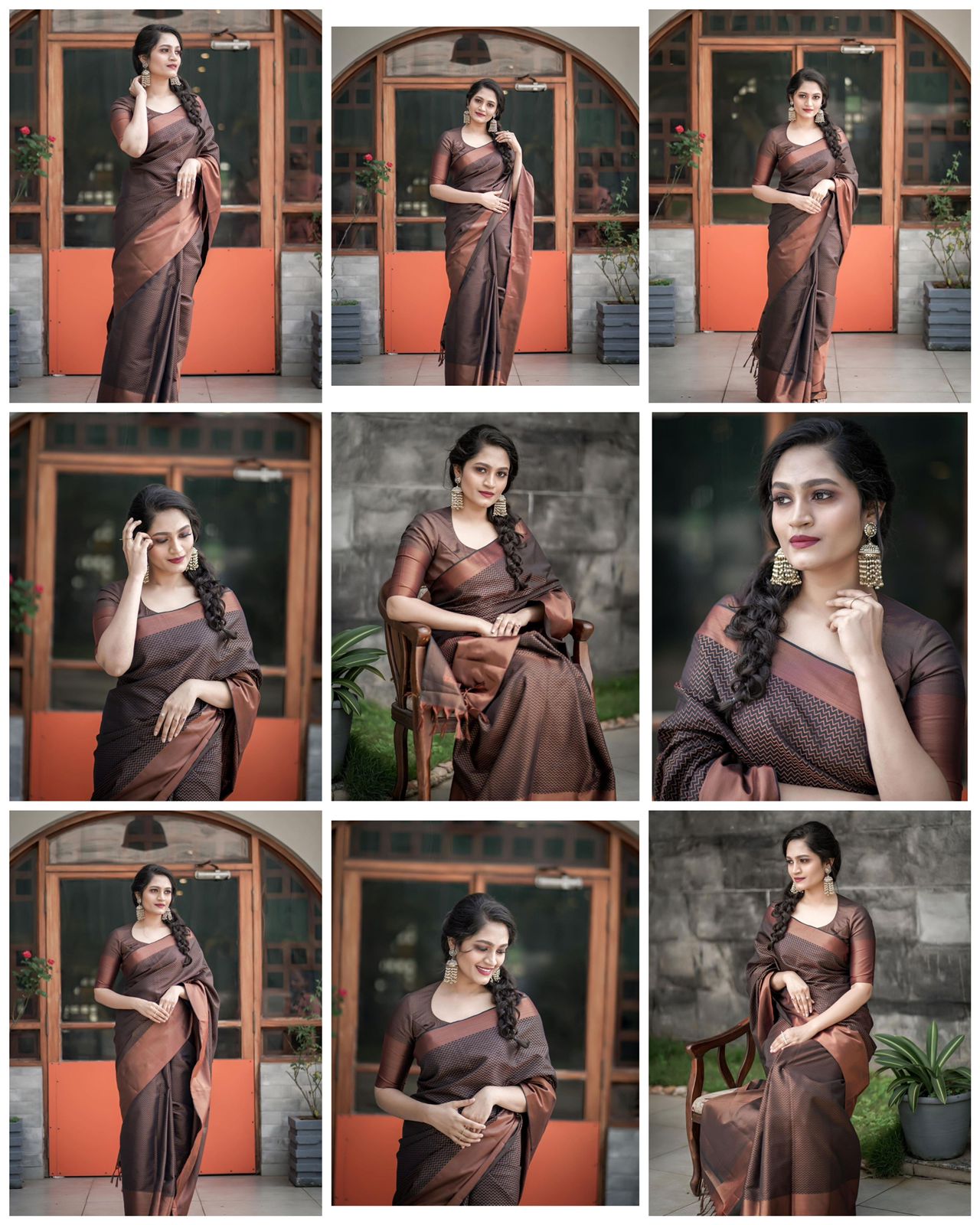 Elegant Chocolate Brown Soft Lichi Silk Saree for Women | Rich Weave Pattern with Contrast Border & Blouse Piece – Wedding, Party & Office Wear Saree