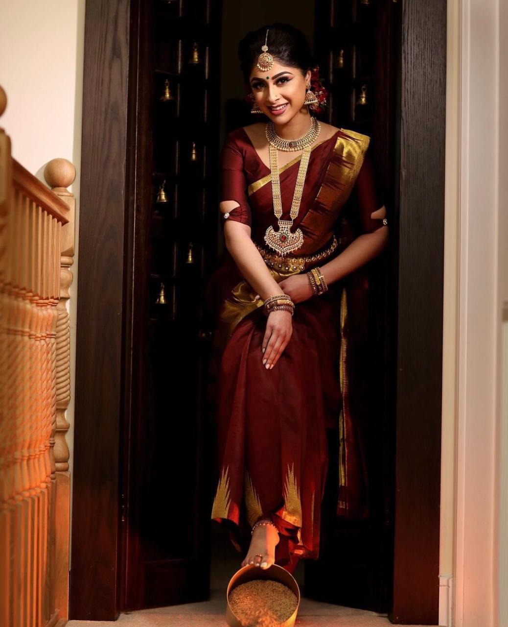 Elegant Maroon and Gold Silk Saree for Women | Traditional Indian Sari for Festive & Wedding Occasions | Includes Matching Blouse Piece
