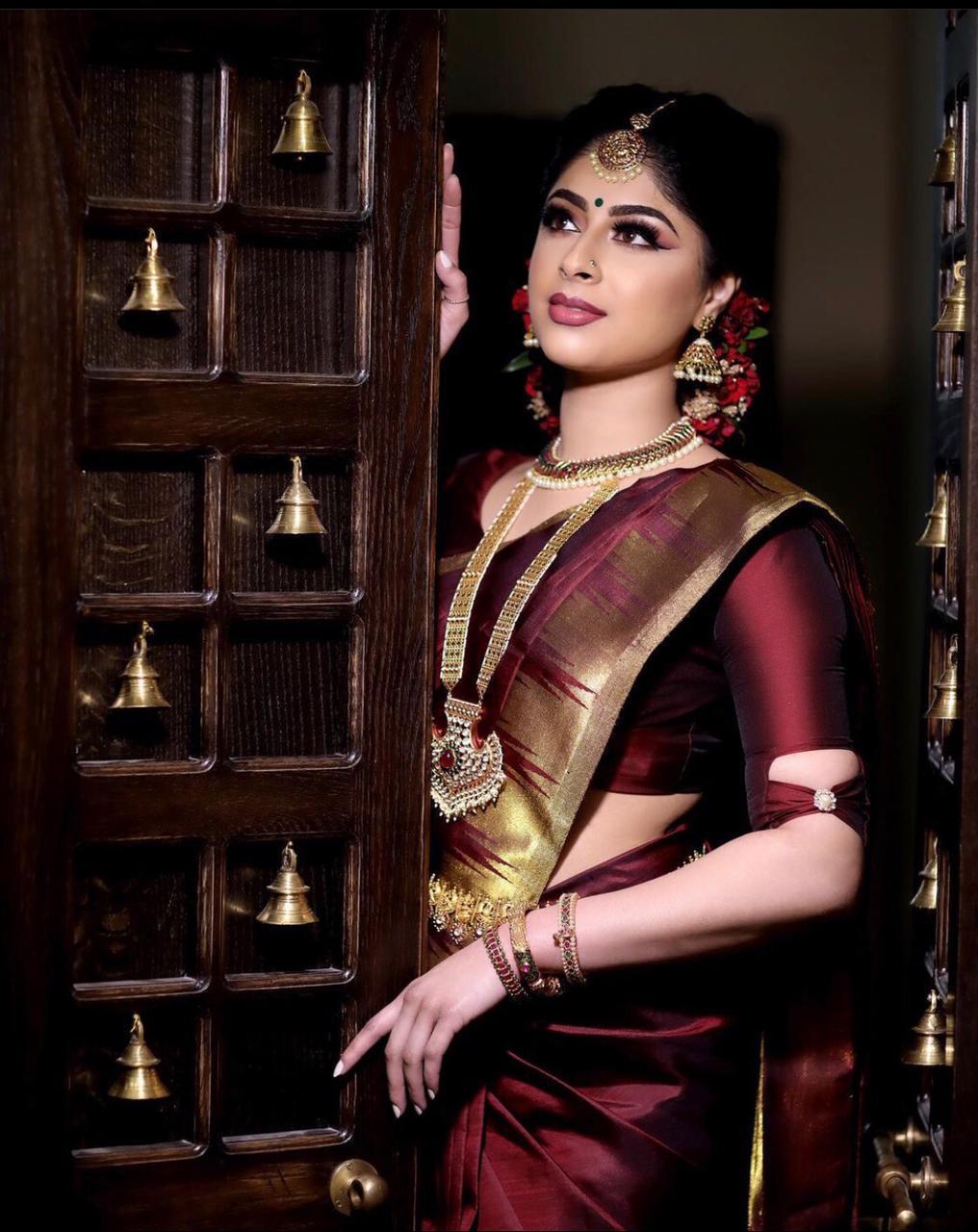 Elegant Maroon and Gold Silk Saree for Women | Traditional Indian Sari for Festive & Wedding Occasions | Includes Matching Blouse Piece