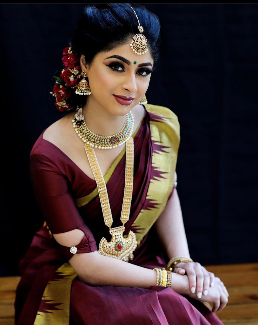 Elegant Maroon and Gold Silk Saree for Women | Traditional Indian Sari for Festive & Wedding Occasions | Includes Matching Blouse Piece