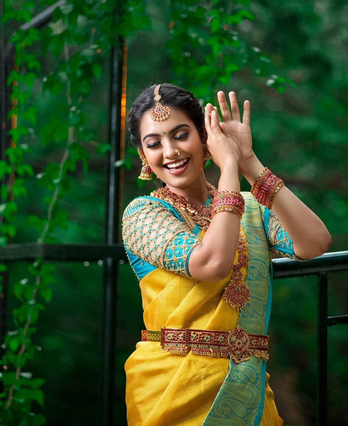 Vibrant Yellow and Teal Silk Saree for Women | Traditional Indian Sari for Festive and Wedding Celebrations | Includes Embellished Blouse Piece