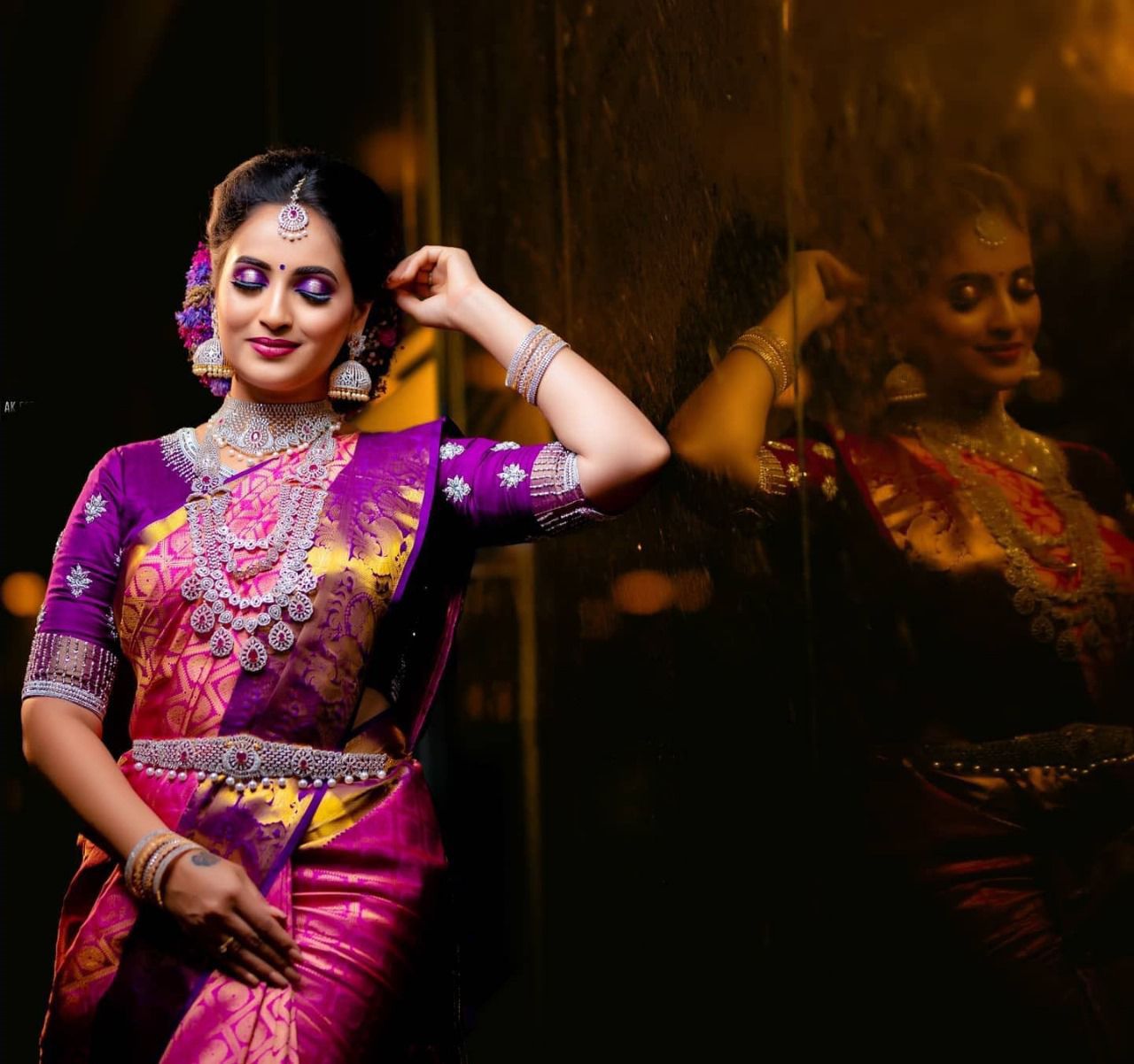 Exquisite Pink and Purple Banarasi Silk Saree for Women | Kanjivaram Style Party Wear Sari | Traditional Indian Festive & Wedding Attire | Includes Blouse Piece