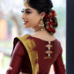 Elegant Maroon and Gold Silk Saree for Women | Traditional Indian Sari for Festive & Wedding Occasions | Includes Matching Blouse Piece
