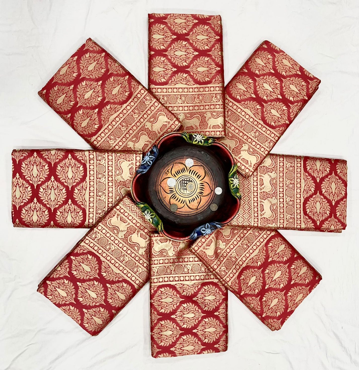 Radiant Red and Gold Banarasi Silk Saree for Women | Traditional Indian Sari for Weddings & Festive Celebrations | Includes Matching Blouse Piece