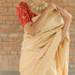 Luxurious Kanjivaram Silk Saree for Women - Elegant Beige and Red Sari with Blouse Piece - 5.5 Mtr Party Wear for Festivals and Weddings