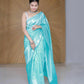 Elegant Banarasi Silk Saree for Women - Kanjivaram Sari with Blouse Piece - 5.5 Mtr Aqua Blue Party Wear Saree for Office, Festival, Wedding, Evening