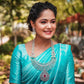 Elegant Kanjivaram Silk Saree for Women - Beautiful Aqua Blue Sari with Blouse Piece - 5.5 Mtr Party Wear for Festivals and Weddings