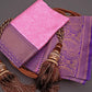 Delightful Light Pink and Purple Silk Saree for Women | Banarasi Kanjivaram Style Sari for Festive Celebrations & Weddings | Includes Designer Blouse Piece
