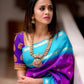 Stunning Kanjivaram Silk Saree for Women - Vibrant Purple and Blue Sari with Blouse Piece - 5.5 Mtr Party Wear for Festivals and Weddings