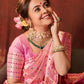 Designer Pink Banarasi Silk Saree for Women – Wedding & Party Wear Embroidered Saree with Rich Zari Weaving & Blouse Piece