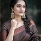 Elegant Chocolate Brown Soft Lichi Silk Saree for Women | Rich Weave Pattern with Contrast Border & Blouse Piece – Wedding, Party & Office Wear Saree