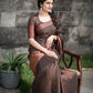 Elegant Chocolate Brown Soft Lichi Silk Saree for Women | Rich Weave Pattern with Contrast Border & Blouse Piece – Wedding, Party & Office Wear Saree