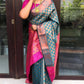 Teal Blue & Pink Banarasi Silk Saree for Women with Zari Weaving | Traditional Kanjivaram Style Party Wear Saree with Blouse Piece – 5.5 Meters