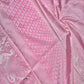 Elegant Pastel Pink Silk Saree for Women | Kanjivaram Style Banarasi Sari for Wedding & Festive Wear | Includes Designer Blouse Piece