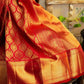 Radiant Red and Gold Banarasi Silk Saree for Women | Traditional Indian Sari for Weddings & Festive Celebrations | Includes Matching Blouse Piece