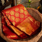 Radiant Red and Gold Banarasi Silk Saree for Women | Traditional Indian Sari for Weddings & Festive Celebrations | Includes Matching Blouse Piece
