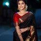 Black and Red Banarasi Silk Saree for Women with Rich Zari Border – Traditional Saree with Blouse Piece for Wedding, Party & Festive Wear