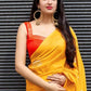 Vibrant Kanjivaram Silk Saree for Women - Stunning Yellow and Orange Sari with Blouse Piece - 5.5 Mtr Party Wear for Festivals and Weddings