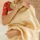 Luxurious Kanjivaram Silk Saree for Women - Elegant Beige and Red Sari with Blouse Piece - 5.5 Mtr Party Wear for Festivals and Weddings