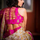 Elegant White and Rani Pink Banarasi Silk Saree with Golden Butta Weaving | Festive Wear Silk Sari with Rich Pallu & Designer Blouse Piece