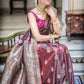 Elegant Maroon & Black Banarasi Silk Saree for Women – Traditional Kanjivaram Style Sari with Blouse Piece | Wedding, Party & Festival Wear Silk Saree